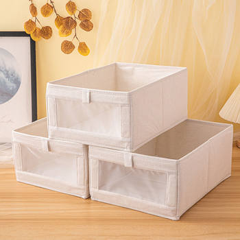 Japanese Style Cotton and Linen Clothes Storage Box Household Drawer Fabric Storage Box Foldable Wardrobe Storage Artifact