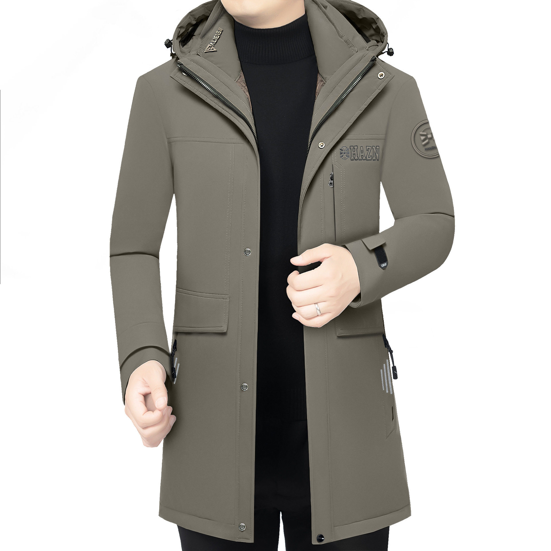 2025 Men's Long down Jacket Winter Middle-Aged Men's Slim Fit Thickened Men's Coat Dad's Winter Clothing Men's Hooded down Jacket