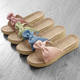 New Pure Linen Slippers Thick-Soled Home Sandals Women's Indoor Home Thick-Soled High-Heeled Shoes Four-Season Slippers