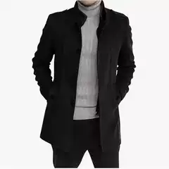 Men's Woolen overcoat High Quality Men's Fake Two-Piece Woolen Coat Mid-Long Zipper Coat