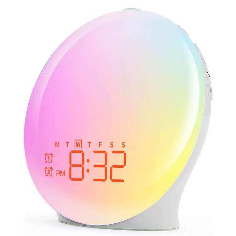 Colorful wake-up light simulates sunrise and sunset RGB atmosphere light cross-border bedroom bedside light white noise night light