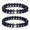 Factory direct volcanic stone bracelet black frosted alloy dumbbell energy hand beaded Amazon explosions in stock wholesale