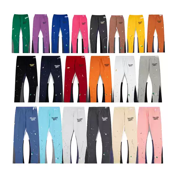 high quality GALLERY DEPT Classic Hand-painted Splash Ink Graffiti Printed Patchwork Pure Cotton Sweatpants Men's Casual Trousers