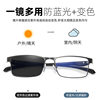 19112 new anti-blue light glasses steel leather eyebrow frame square Business Anti-blue light color changing glasses wholesale