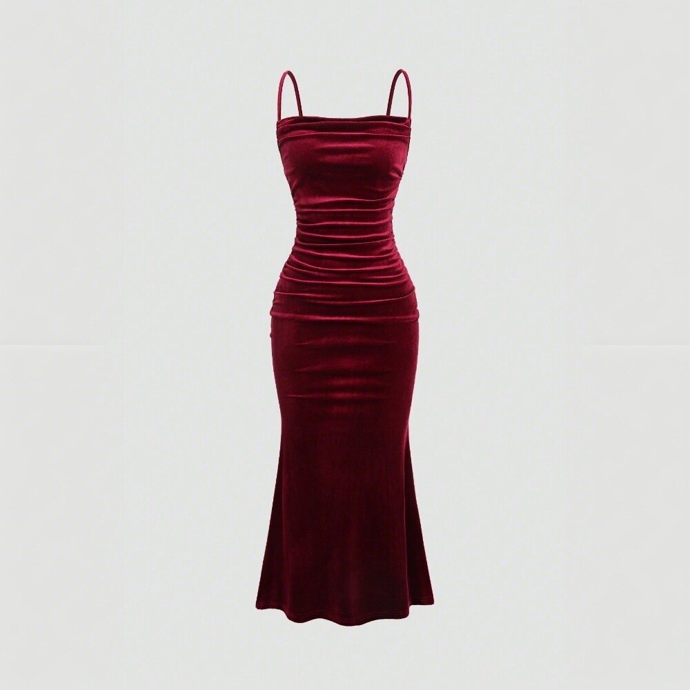 Velvet Midi Dress Elegant Sleeveless Design Perfect for Parties Spring Summer Collection Wholesale Available