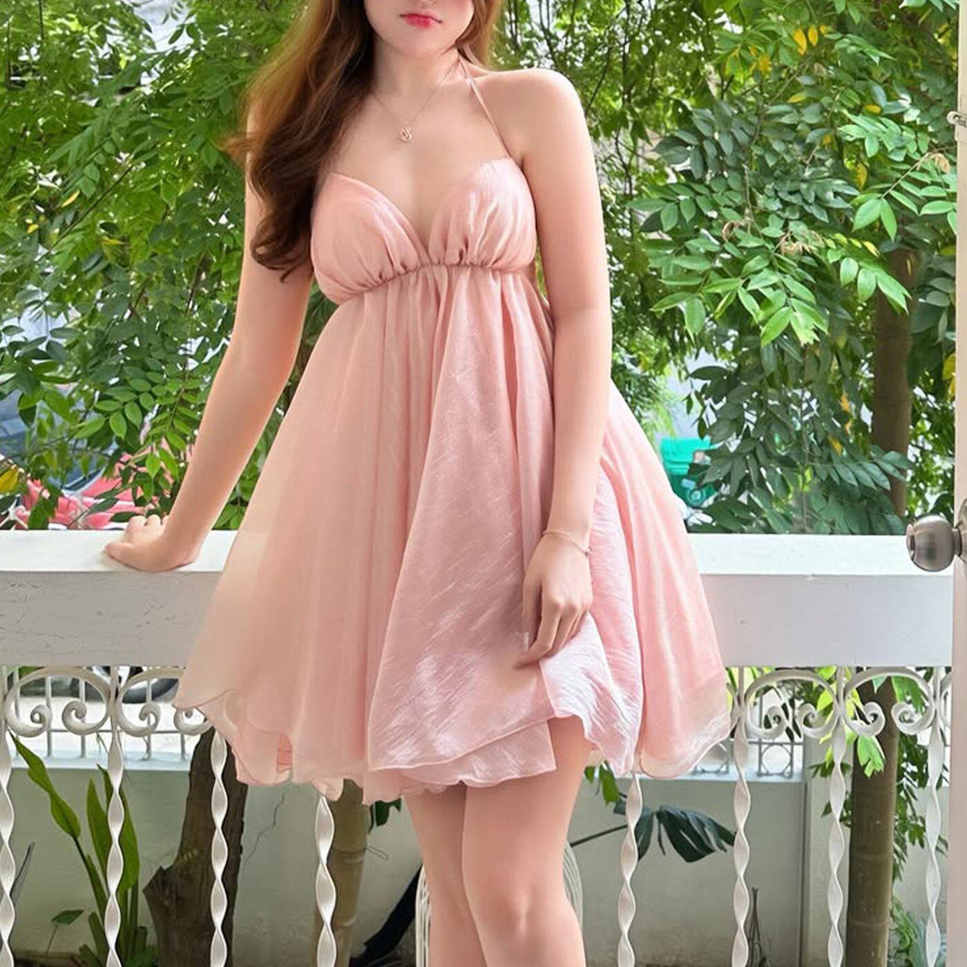 French Style Backless Hollow Out Maxi Dress for Women Sweet Relaxed Fit Summer Vacation Wear Wholesale Available