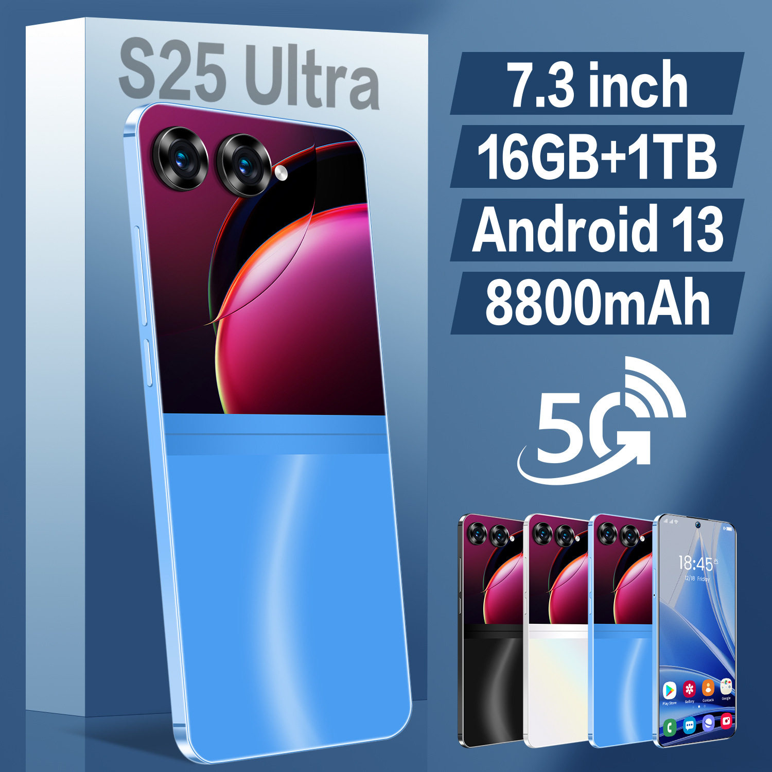 S25U Cross-Border Foreign Trade 7.3inch Android 9.0 Smartphone 2+16g Dual Sim Full Network Communication Low Price in Stock