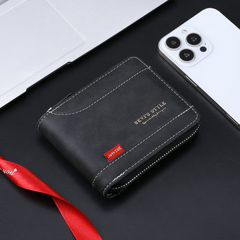 Cross-Border Hot Men's Wallet Short Money Large Capacity Clip Wear-Resistant Practical Large Capacity Zipper Retro Horizontal Style Casual