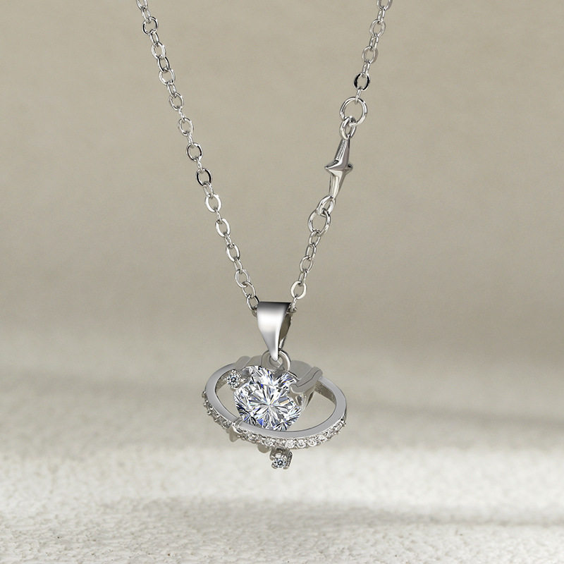 Love Planet Necklace Women's Simple Fashion High-end Heart-shaped Pendant Niche Design Small Fresh Star Clavicle Chain