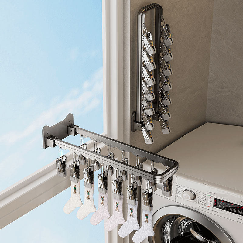 Folding Socks Clip Artifact Punch-free Wall Hanging Drying Rack Household Multi-clip Multi-function Balcony Drying Rack Socks Clip