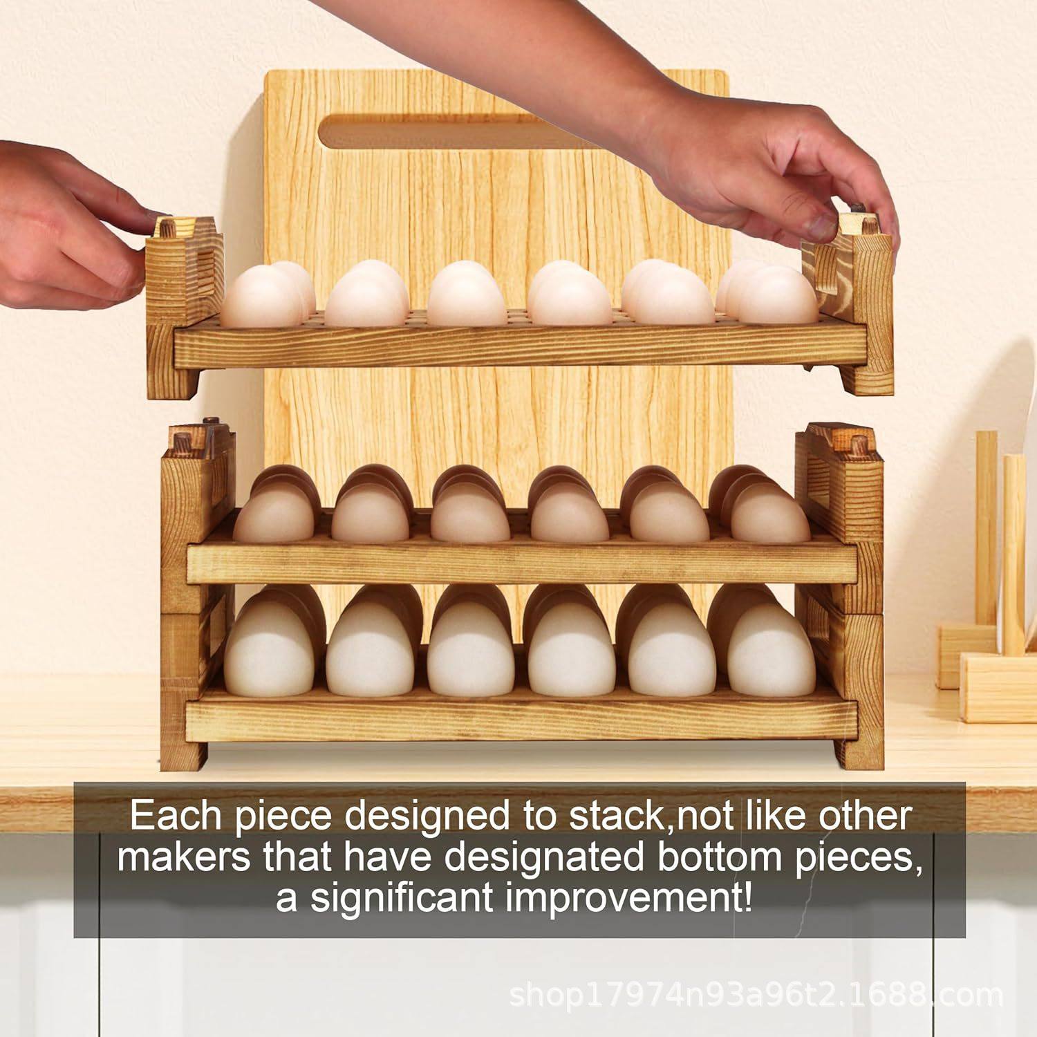 In-Stock Multi-Layer Egg Holder Cross-Border Wooden Egg Rack Egg Box Storage Rack Stackable Kitchen Egg Storage Rack