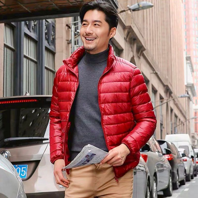 冬季秋冬羽绒服男短款轻薄款商务潮流潮流连帽加厚白鸭绒男装外套