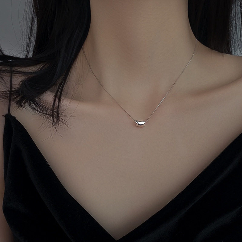925 Sterling Silver Necklace Women's Acacia Bean Collarbone Chain Simple Niche Design Sense Elegant Pendant Jewelry ins Cold Style