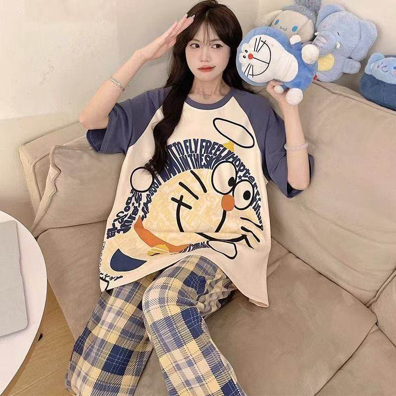 睡衣女短袖长裤夏季卡通可爱2025新款卡通春夏天家居服套装可外穿