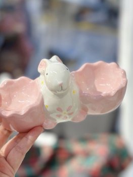 Ins Cute and Interesting Rabbit Tall Egg Cup Holder Creative Ceramic Egg Cup Beauty Egg Storage Breakfast Egg Holder