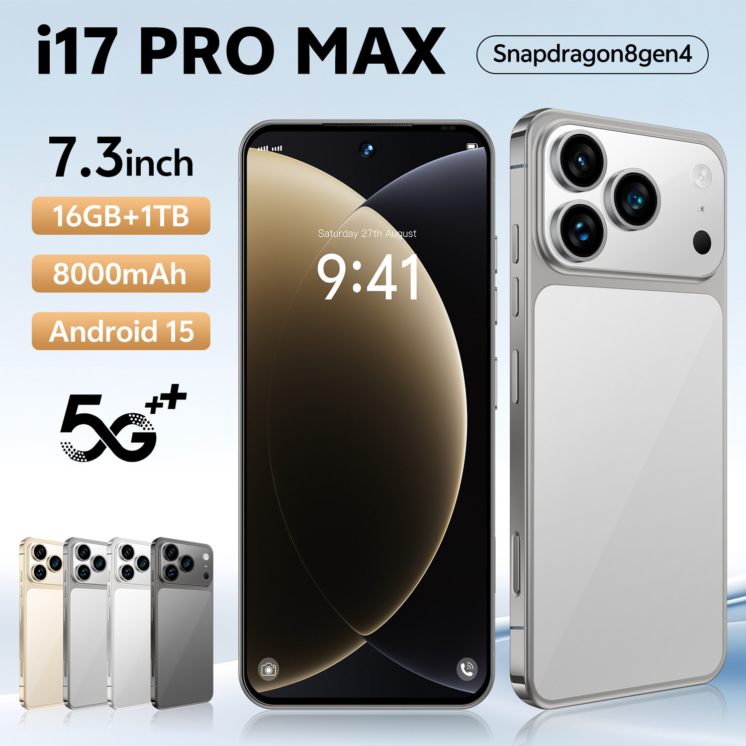跨境手机i17 PRO MAX 真4G 7.3英寸 16mp+26mp 安卓10 真4G 3+16
