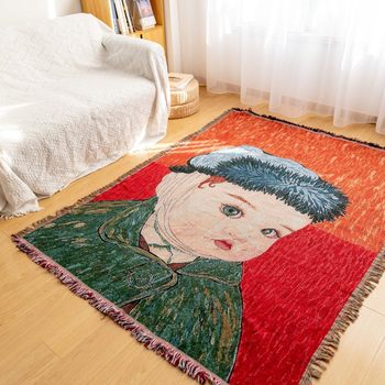 Cross-Border Custom Cartoon Blanket Q Version Van Gogh Single Blanket Nap Blanket Sofa Blanket Picnic Mat Car Camping Style Blanket