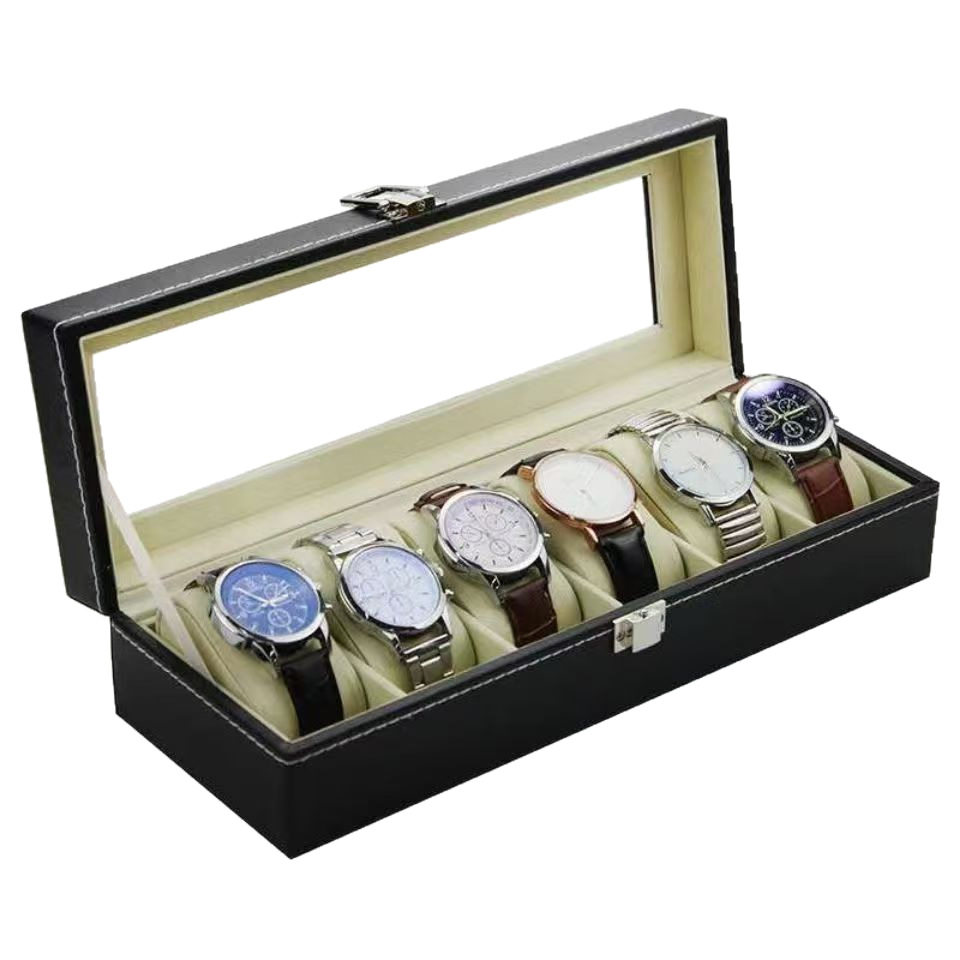 Cross-Border Watch Box Pu Leather High-End 3-Digit 6-Digit 10-Digit Jewelry Packaging Box Window Watch Box Display Storage Box