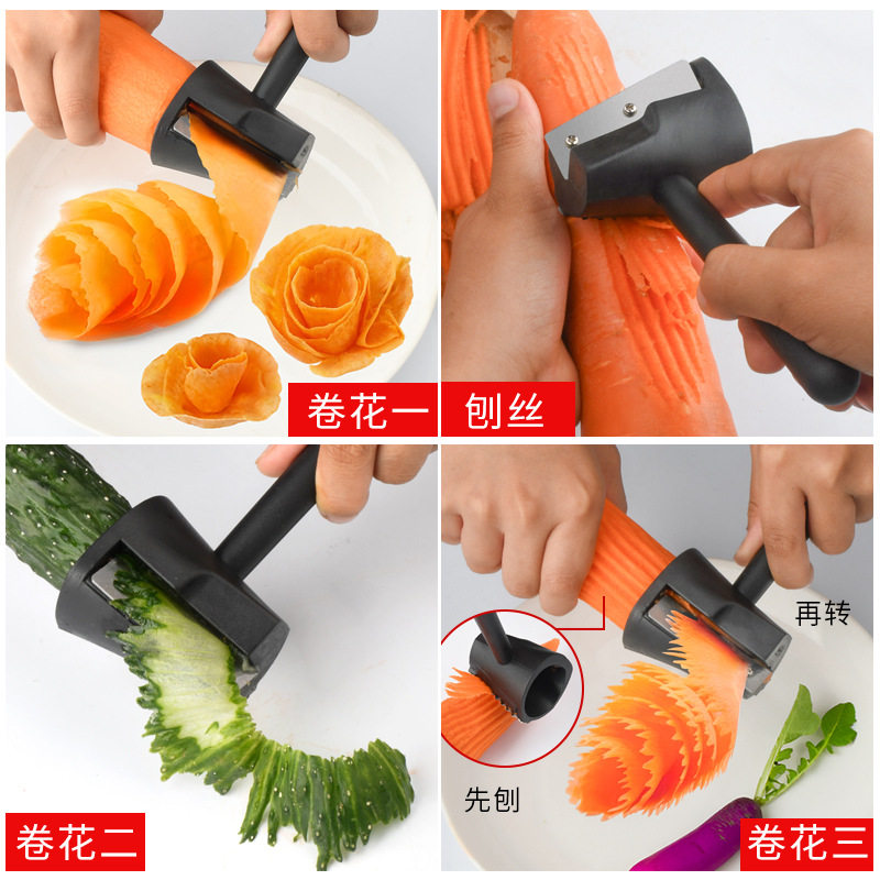 Multifunctional Spiral Flower Curler Cucumber Carrot Kitchen Creative Plate Decorations Cut Flower Artifact Fruit and Vegetable Shavings Tools