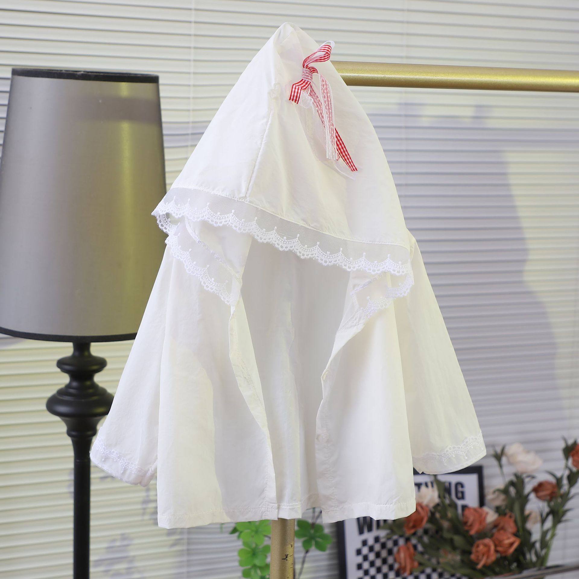 Girls' Summer Sunscreen Jacket, New Style, Lightweight Breathable Sun-Protective Coat with Lace Bow & Hood