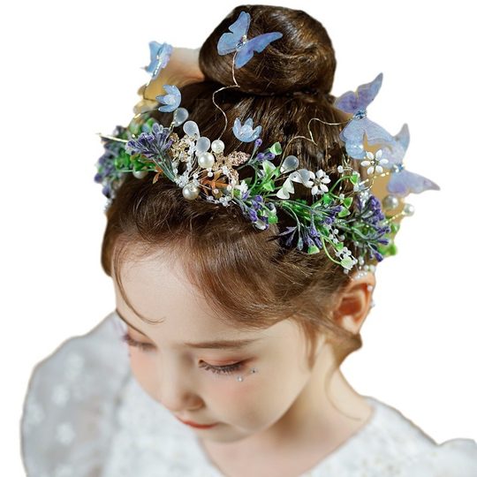 Butterfly Elf Fairy Headwear Children's Blue Wreath Hair Accessories Girls' Performance Dress Crown Crown Headband