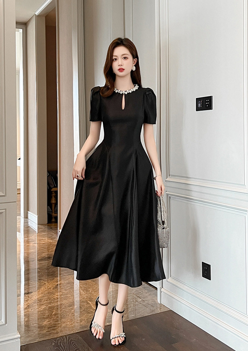 Đầm maxi nữ tay ngắn cổ tròn thắt eo dáng suông — [Đen], [Xanh bạc hà], [Tím] chi tiết 16