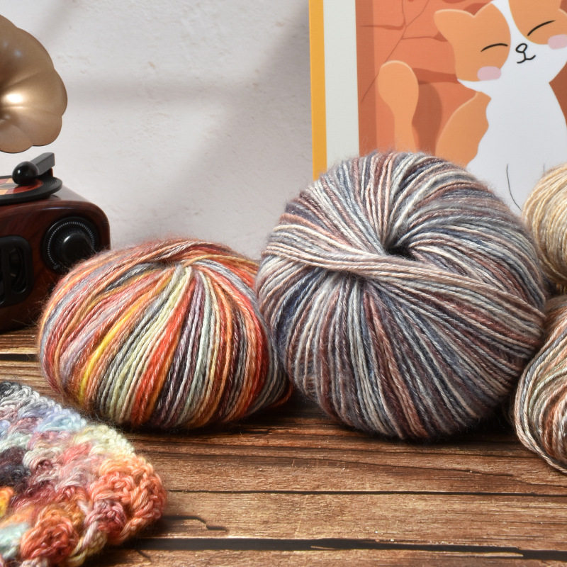 Zhongchuang camouflage cotton wool wool 50g ball thick cotton thread colorful mixed color cotton yarn spray wool cotton thread group factory wholesale