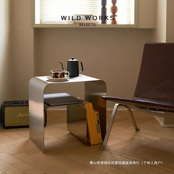 Side Table, Medieval Minimalist Stainless Steel Bedside Table, Side Table, One-Piece Storage Cabinet, Light Luxury Coffee Table, Bauhaus Side Table