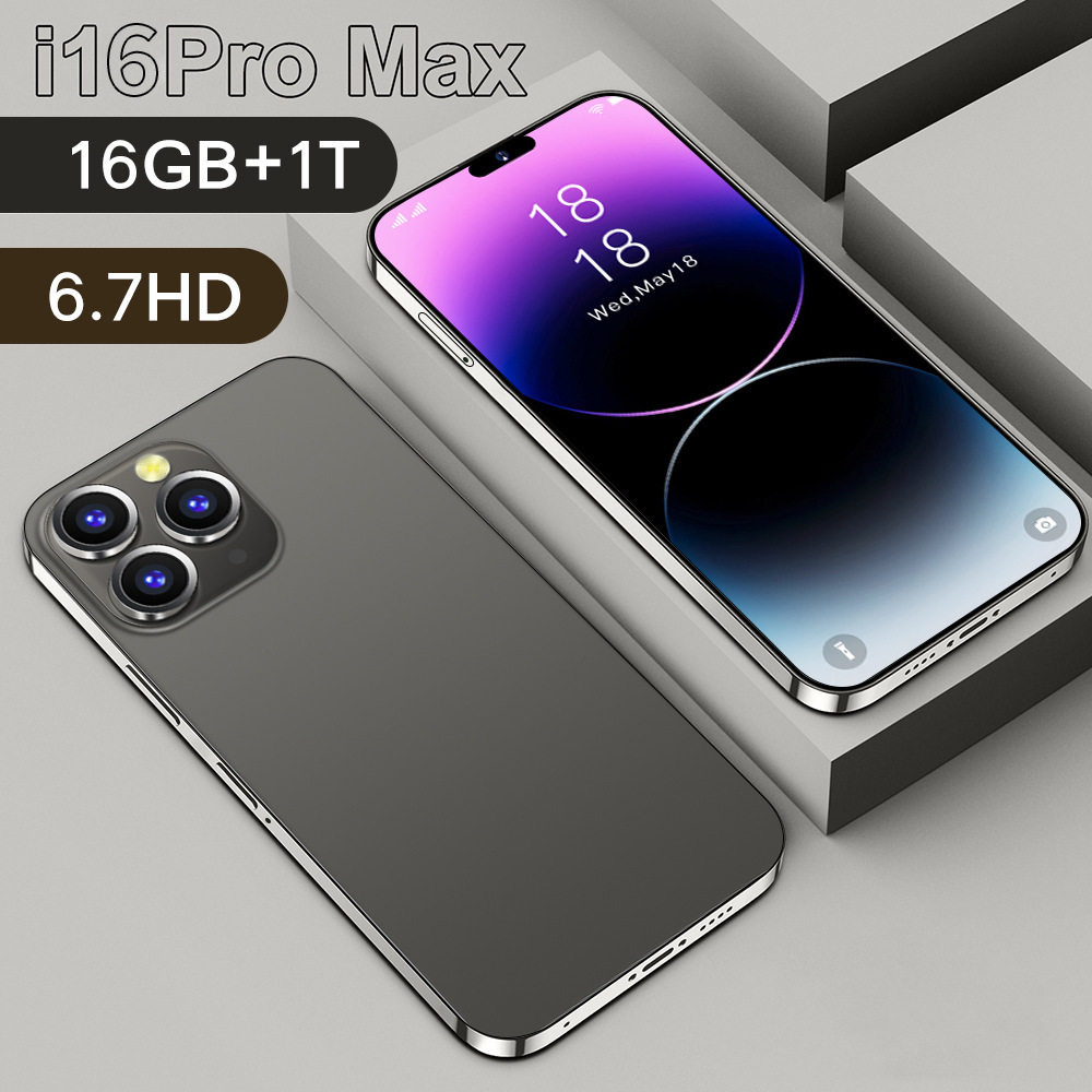 Low price explosions i16 ProMax cross-border smart phone 6.8 inch large screen 16 1T Android phone source factory