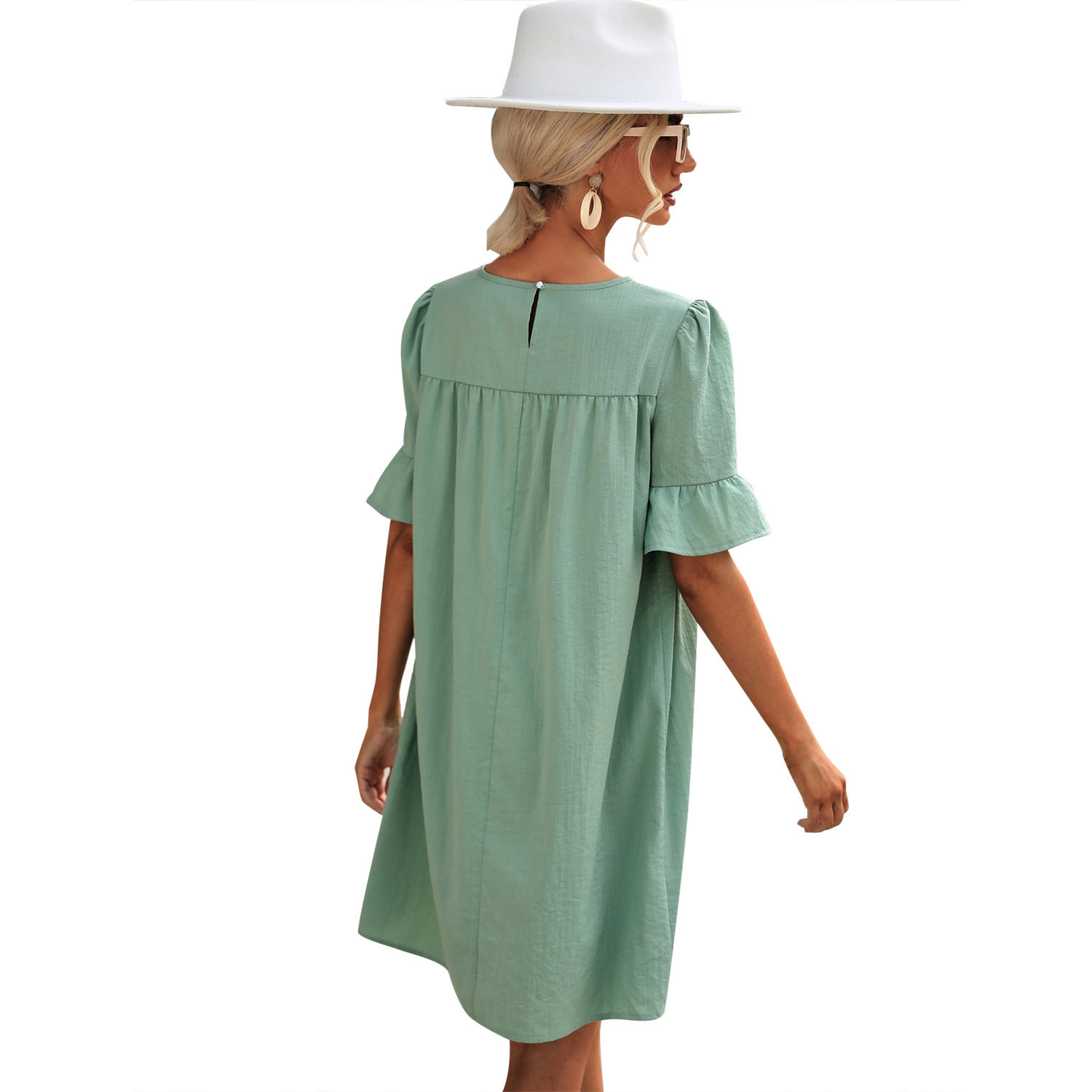 Casual Loose Fit Bell Sleeve Dress Fashionable Design European and American Style Perfect for Everyday Wear Wholesale