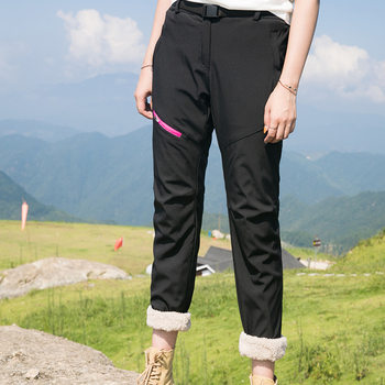 Lambswool detachable combat pants men's and women's outdoor soft shell pants hiking pants windproof waterproof thickened fleece-lined ski pants