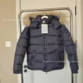 Navy blue with fur collar