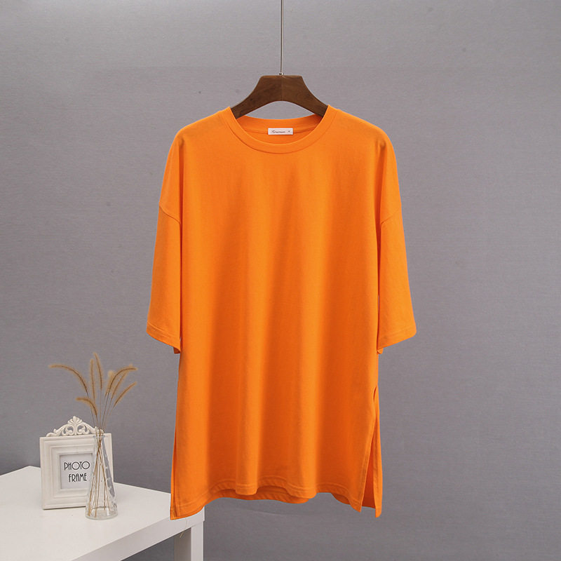 Womens Loose Fit Cotton Short Sleeve T Shirt Comfortable Round Neck Solid Color Summer Style Wholesale Available