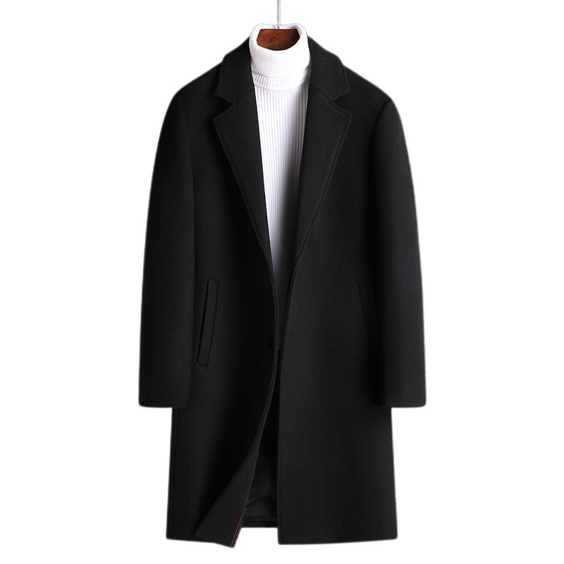 Áo Khoác Dạ Nam Dáng Dài Vừa Cổ chữ Vest Lót Lông Dày Dặn Màu Đen, Xanh Navy, Xám, Đỏ Rượu Vang