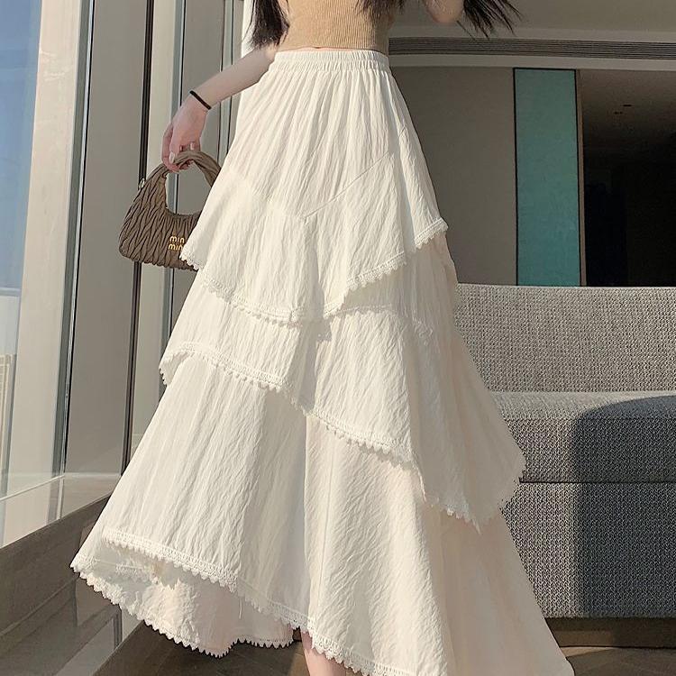 Irregular White Lace Maxi Dress Elegant A Line Silhouette Flowy Design Perfect for Parties Wholesale Available