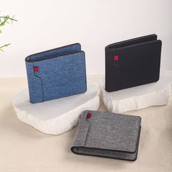 New Canvas Bag Men's Wallet PU Bag Wallet Casual Business Card Holder Ultra Light Waterproof Coin Wallet Ticket Holder