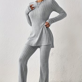 European and American Cross-Border Women's Clothing 2025 Autumn and Winter New Solid Color Casual Slim-Fit Home Wear and Outdoor Wear Set Factory Direct Sales