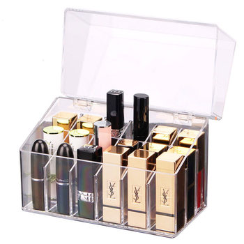 Internet Red Lipstick Storage Box with Lid Multi-grid Cosmetic Storage Box Dust-proof Lipstick Box Desktop Storage Box