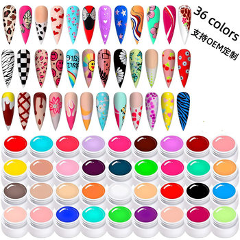 Cross-border hot new 36-color phototherapy glue solid color painting glue Japanese-style canned nail polish solid color glue wholesale