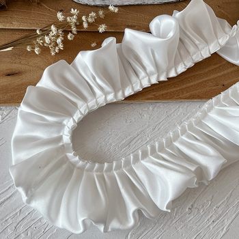 5.5 wide white double lace accessories ruffled skirt hem fan handmade diy material wood ear edge