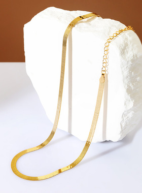 S925纯银项链意大利蛇骨链刀片女百搭欧美饰品小众设计欧美风