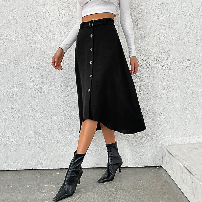 Womens Midi Skirt Solid Color Fashionable Versatile Spring Fall Wear Wholesale Available OEM ODM service