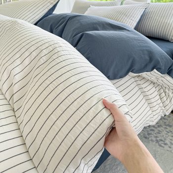 Class a Washed Cotton Cloud Skin-Friendly Super Soft Quilt Cover, Fitted Sheet, Mother and Baby Grade Naked Sleeping Bed Sheetss, Four-Piece Set, Three-Piece Set