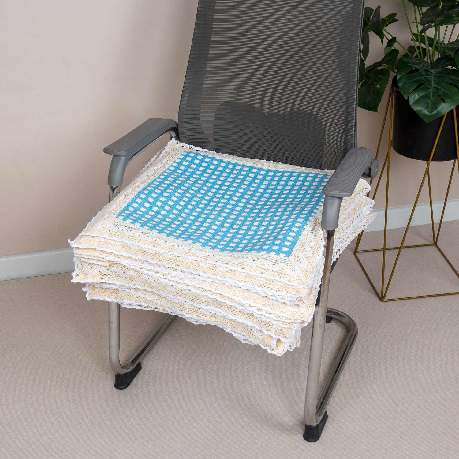 New Jacquard Sofa Cushion Thickened Lace Office Sitting Chair Cushion Non-slip Wear-resistant Bay Window Cushion Old Coarse Cloth Chair Cushion