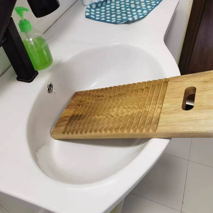Solid Wood Washboard Large Household Thickeneded Pure Natural Camphor Wood Washboard Hand Washing Clothes Wooden Kneeling Board