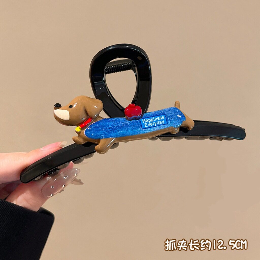 卡通动物狗狗猫咪抓夹高颜值五角星后脑勺盘发鲨鱼夹可爱发饰网红