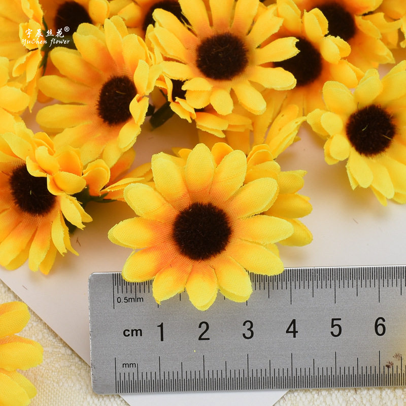批发DIY仿真花 手工太阳花向日葵 绢花布花菊花向阳花假花花头