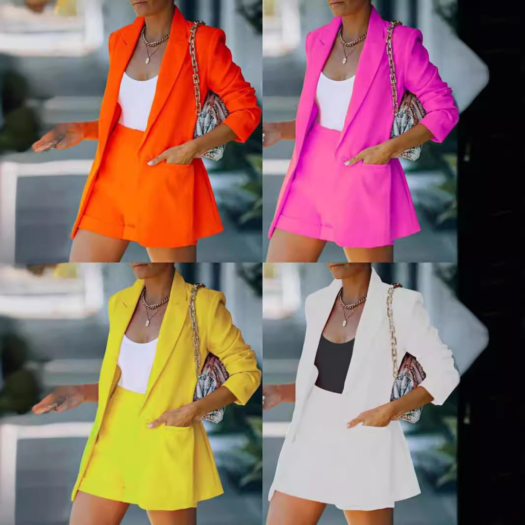 2026Wish European and American Cross-Border Tops, Shorts, Suits, Sexy and Stylish Women's Fashion Casual Lapel Cardigans