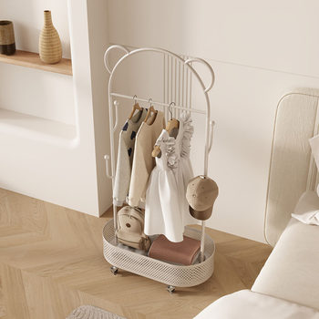 Floor Hanger Movable Bedroom Dirty Clothes Basket Hanger Cream Style Small Apartment Entrance Bedroom Internet Celebrant Coat Rack