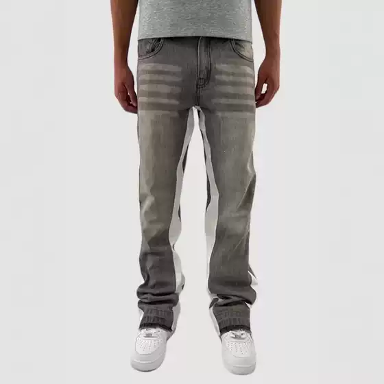 Cross-Border American-Style New Trendy Brand Casual Washed Loose Hip-Hop Straight-Leg Pants Vintage Patchwork Jeans for Men